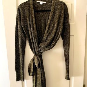 Diane von Furstenberg gold and black wrap dress